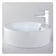 Kraus C-KCV-142-15501CH White Ceramic 18 1/4" Round Single Bowl Vessel Bathroom Sink with Virtus Faucet