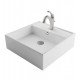 Kraus C-KCV-150-1201 Elavo 18 1/2" Square White Bathroom Vessel Sink with Arlo Vessel Faucet and Lift Rod Drain
