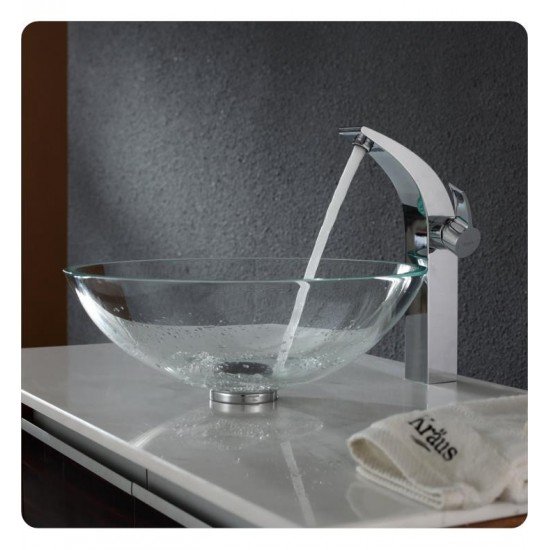 Kraus GV-100 Crystal 17" Round Single Bowl Vessel Bathroom Sink