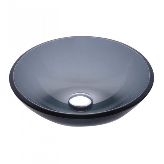 Kraus GV-104 Clear Black 17" Glass Round Single Bowl Vessel Bathroom Sink in Black