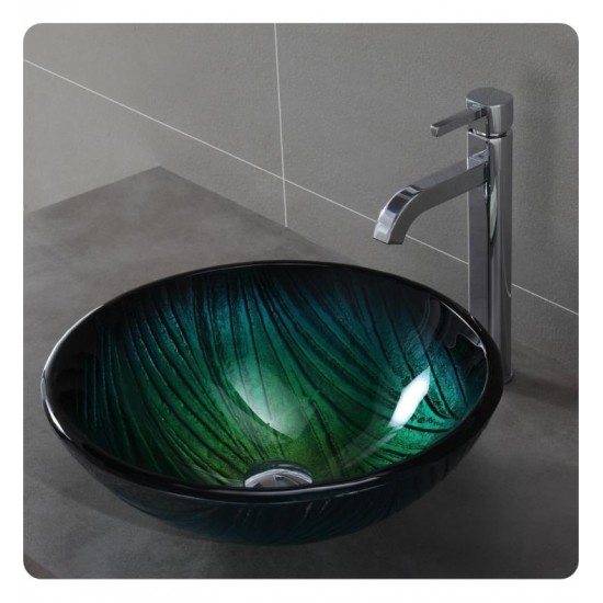 Kraus GV-391-19MM Nature 17" Single Bowl Nei Tempered Glass Vessel Bathroom Sink in Green