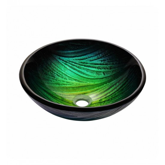 Kraus GV-391-19MM Nature 17" Single Bowl Nei Tempered Glass Vessel Bathroom Sink in Green