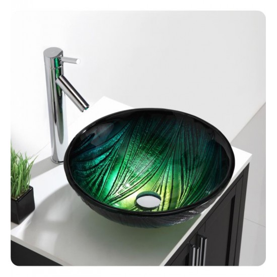 Kraus GV-391-19MM Nature 17" Single Bowl Nei Tempered Glass Vessel Bathroom Sink in Green