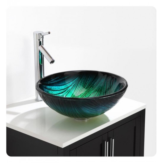 Kraus GV-391-19MM Nature 17" Single Bowl Nei Tempered Glass Vessel Bathroom Sink in Green