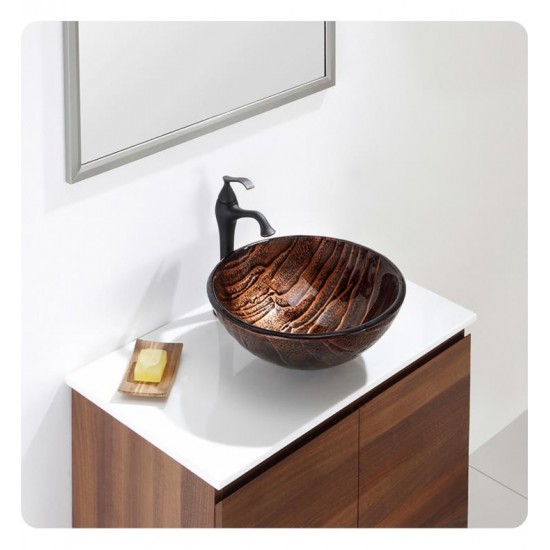 Kraus GV-398-19MM Nature 17" Single Bowl Gaia Tempered Glass Vessel Bathroom Sink in Copper Brown