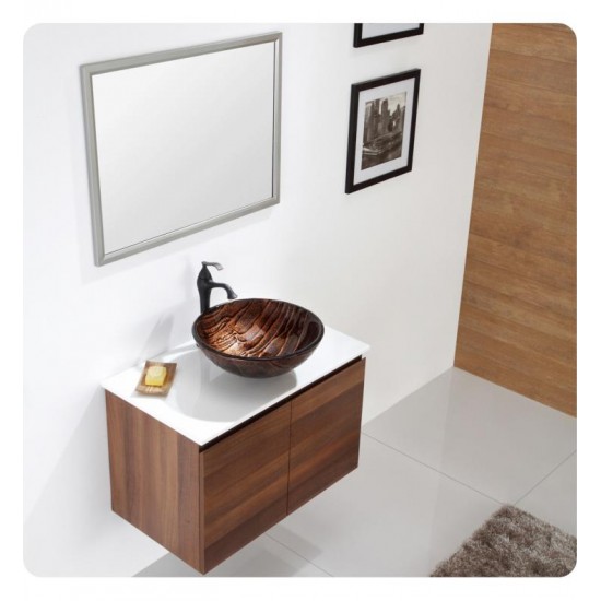 Kraus GV-398-19MM Nature 17" Single Bowl Gaia Tempered Glass Vessel Bathroom Sink in Copper Brown