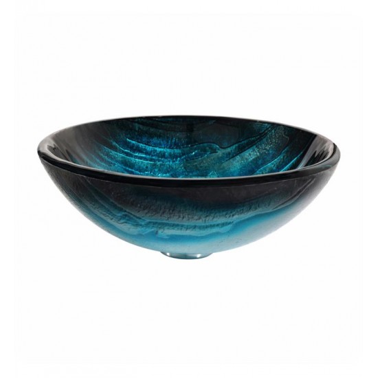 Kraus GV-399-19MM Nature 17" Single Bowl Ladon Tempered Glass Vessel Bathroom Sink in Blue