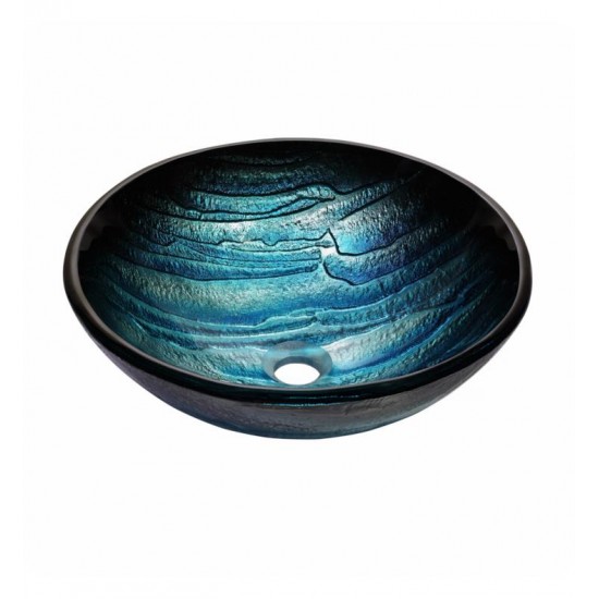 Kraus GV-399-19MM Nature 17" Single Bowl Ladon Tempered Glass Vessel Bathroom Sink in Blue