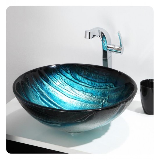 Kraus GV-399-19MM Nature 17" Single Bowl Ladon Tempered Glass Vessel Bathroom Sink in Blue