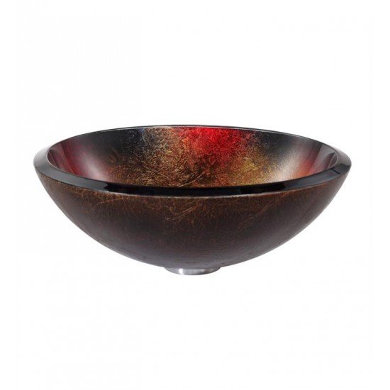 Kraus GV-680-19MM Copper 17" Mercury Glass Round Single Bowl Vessel Bathroom Sink in Red and Gold