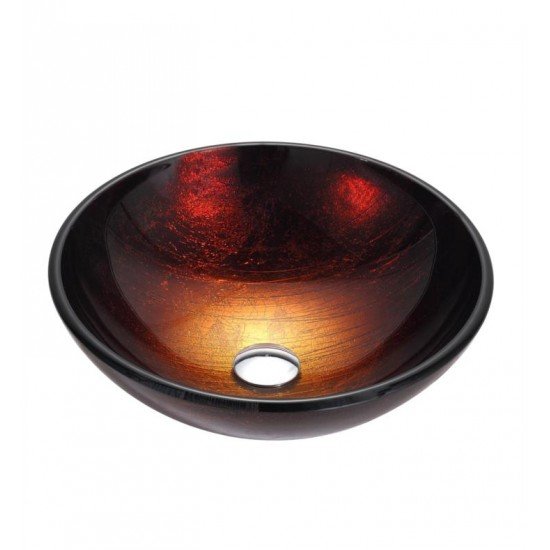Kraus GV-682 Copper 17" Saturn Glass Round Single Bowl Vessel Bathroom Sink in Red