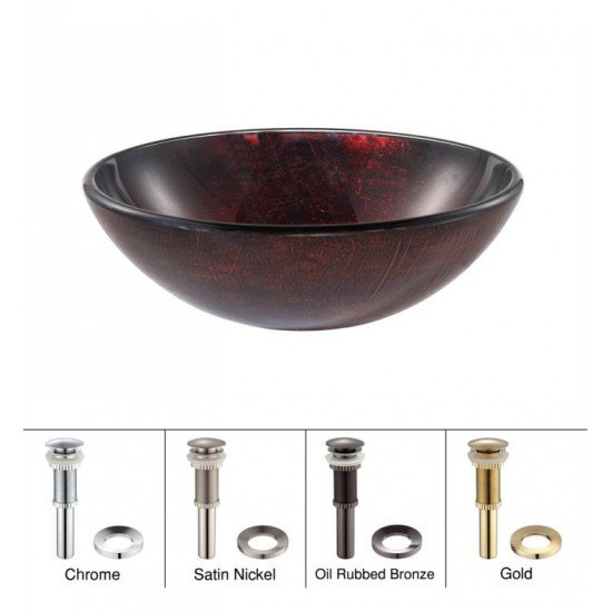 Kraus GV-682 Copper 17" Saturn Glass Round Single Bowl Vessel Bathroom Sink in Red