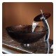 Kraus GV-683 Copper 17" Jupiter Glass Round Single Bowl Vessel Bathroom Sink in Brown