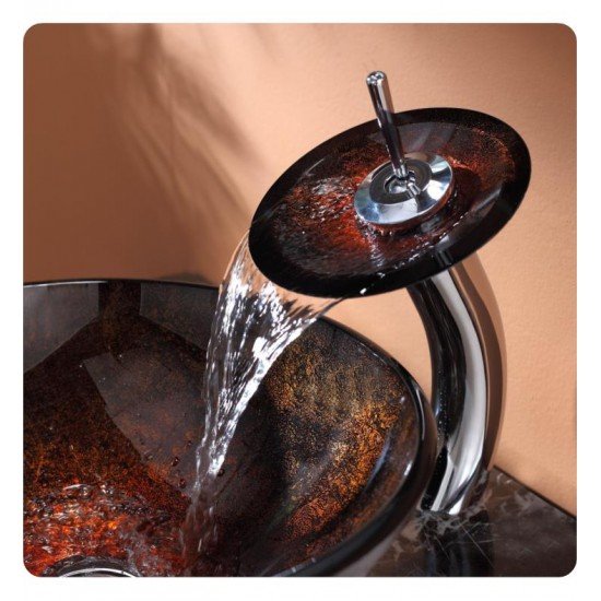 Kraus GV-683 Copper 17" Jupiter Glass Round Single Bowl Vessel Bathroom Sink in Brown