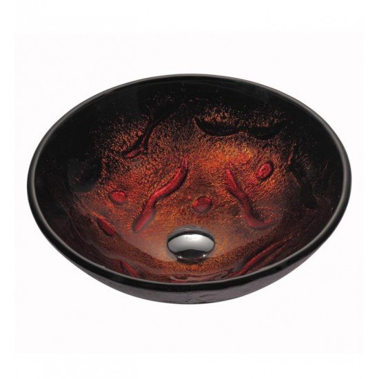 Kraus GV-710 Copper 17" Lava Glass Round Single Bowl Vessel Bathroom Sink