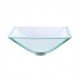 Kraus GVS-901-19MM Clear 16 1/2" Aquamarine Glass Square Single Bowl Vessel Bathroom Sink