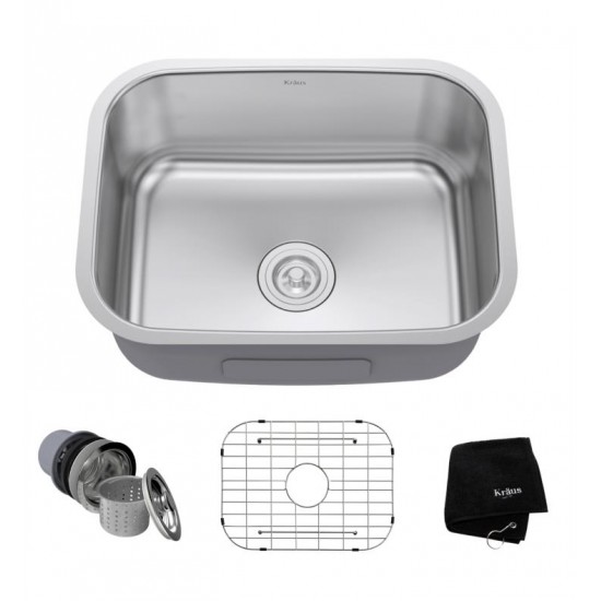 Kraus KBU12 23" Single Bowl Undermount Stainless Steel Rectangular Kitchen Sink