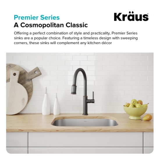 Kraus KBU12 23" Single Bowl Undermount Stainless Steel Rectangular Kitchen Sink