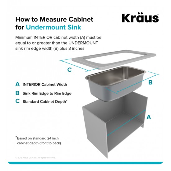 Kraus KBU12 23" Single Bowl Undermount Stainless Steel Rectangular Kitchen Sink