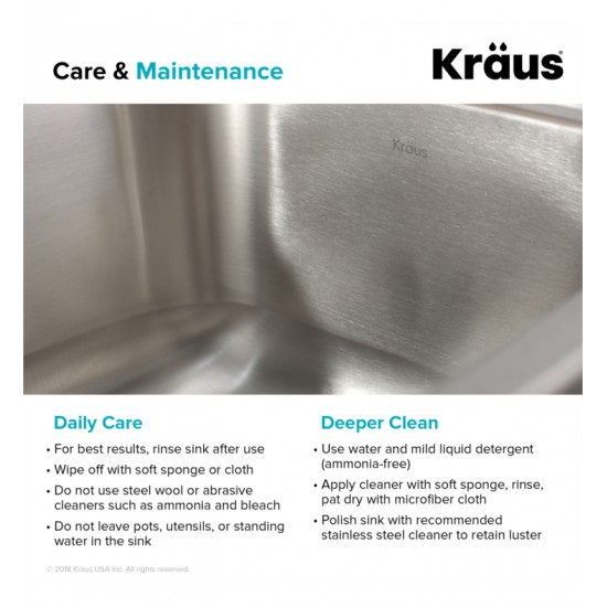 Kraus KBU12 23" Single Bowl Undermount Stainless Steel Rectangular Kitchen Sink