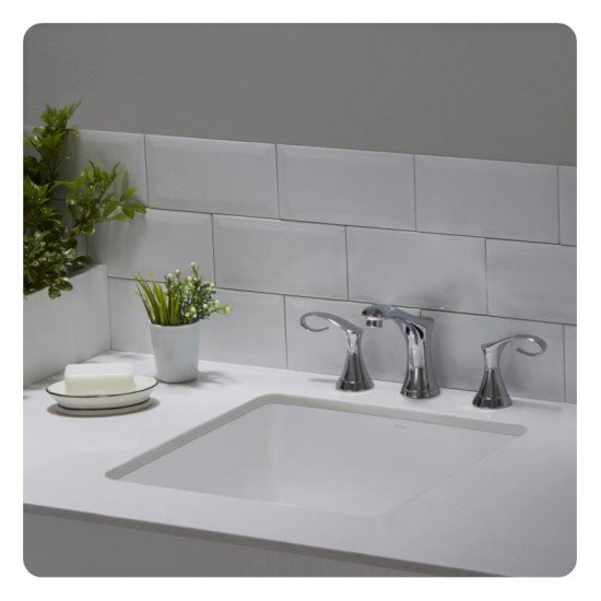 Kraus KCU-231 Elavo 17" Square Ceramic Single Bowl Undermount Bathroom Sink with Overflow in White
