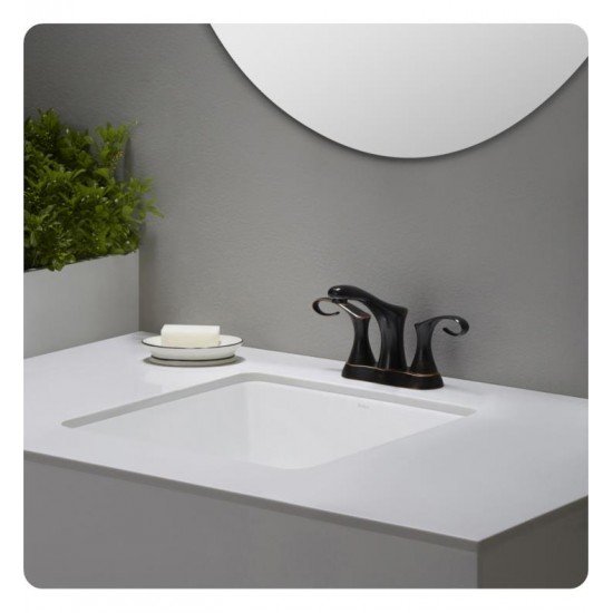 Kraus KCU-231 Elavo 17" Square Ceramic Single Bowl Undermount Bathroom Sink with Overflow in White