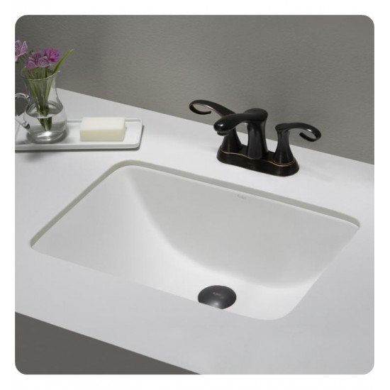 Kraus KCU-241 Elavo 20 7/8" Large Rectangular Ceramic Undermount Bathroom Sink with Overflow in White