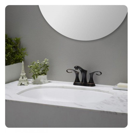 Kraus KCU-261 Elavo 23 5/8" Flared Rectangular Ceramic Undermount Bathroom Sink with Overflow in White