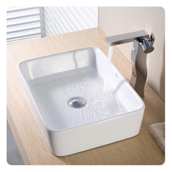 Kraus KCV-121 White Ceramic 18 3/4" Rectangular Single Bowl Vessel Bathroom Sink