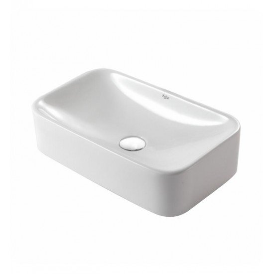Kraus KCV-122 White Ceramic 19 1/4" Rectangular Single Bowl Vessel Bathroom Sink