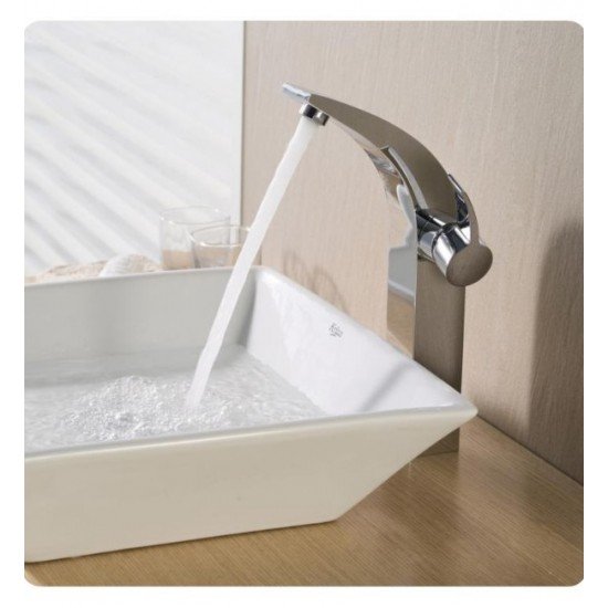 Kraus KCV-125 White Ceramic 16" Square Single Bowl Vessel Bathroom Sink