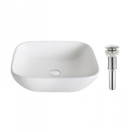 Kraus KCV-127 Elavo 18 1/8" Soft Square Ceramic Vessel Bathroom Sink