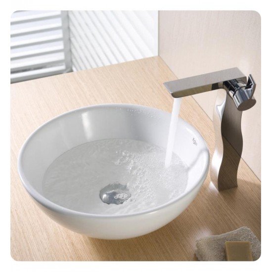 Kraus KCV-141 White Ceramic 15 3/4" Round Single Bowl Vessel Bathroom Sink