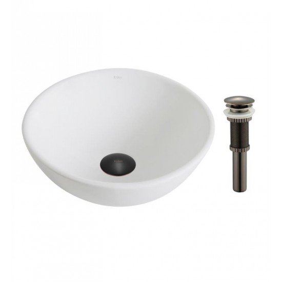 Kraus KCV-341 Elavo 13 3/4" White Ceramic Round Single Bowl Vessel Bathroom Sink