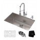 Kraus KHU100-32-1610-53 Standart Pro 32" Single Bowl Undermount Stainless Steel Kitchen Sink with Pull-Down Kitchen Faucet and Soap Dispenser