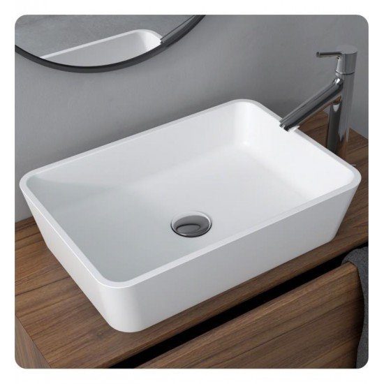 Kraus KSV-2MW Natura 20" Solid Surface Stone Nano Coating Vessel Rectangle Bathroom Sink in Matte White