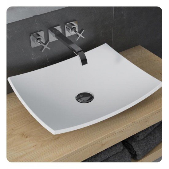 Kraus KSV-3MW Natura 19 5/8" Solid Surface Stone Nano Coating Vessel Rectangle Bathroom Sink in Matte White