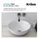 Kraus KSV-6MW Natura 16 3/8" Solid Surface Stone Nano Coating Vessel Round Bathroom Sink in Matte White
