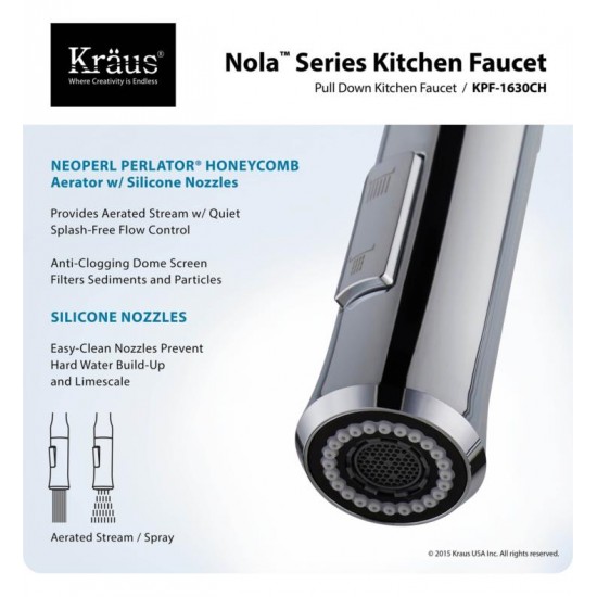 Kraus KBU14-1630-42 31 1/2" Single Bowl Undermount Stainless Steel Kitchen Sink with Nola Pull-Down Faucet and Soap Dispenser