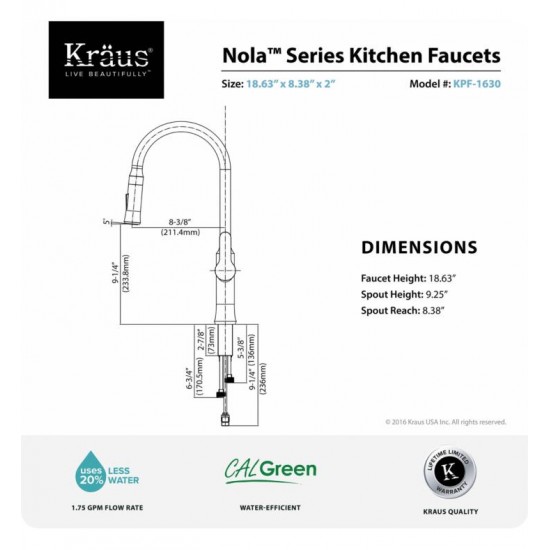 Kraus KBU14-1630-42 31 1/2" Single Bowl Undermount Stainless Steel Kitchen Sink with Nola Pull-Down Faucet and Soap Dispenser