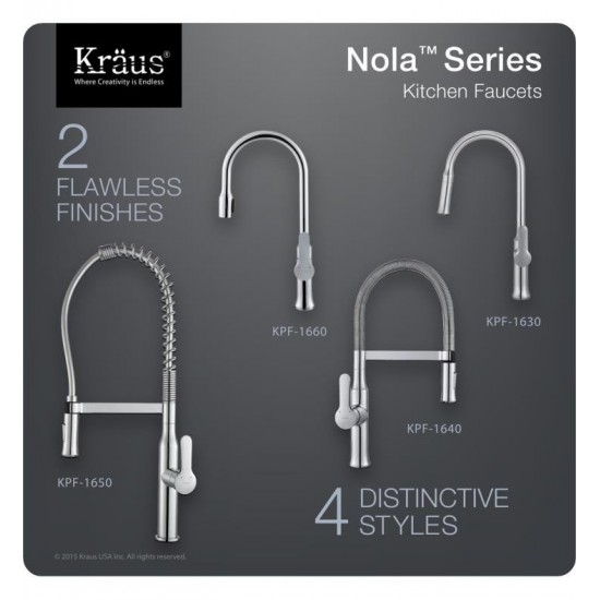 Kraus KBU14-1630-42 31 1/2" Single Bowl Undermount Stainless Steel Kitchen Sink with Nola Pull-Down Faucet and Soap Dispenser