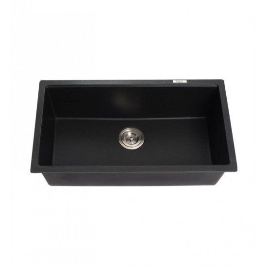 Kraus KGU-413B-1630-42 30 1/2" Single Bowl Undermount Black Onyx Granite Kitchen Sink with Pull Down Faucet and Soap Dispenser
