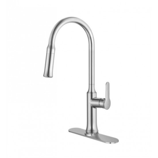 Kraus KHF200-30-1630-42 29 3/4" Single Bowl Farmhouse Stainless Steel Kitchen Sink with Nola Pull Down Kitchen Faucet and Soap Dispenser