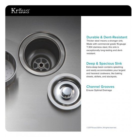 Kraus KHF203-33-KPF1621-KSD30CH 32 7/8" Double Bowl Farmhouse Stainless Steel Kitchen Sink with High Arch Pull Down Kitchen Faucet and Soap Dispenser
