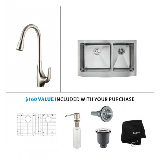 Kraus KHU100-30-1630-42 30" Single Bowl Undermount Stainless Steel Kitchen Sink with Nola Pull Down Kitchen Faucet and Soap Dispenser