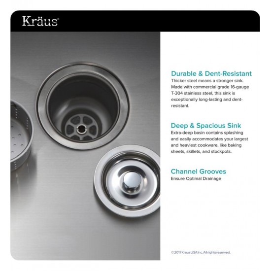 Kraus KHU100-30-1630-42 30" Single Bowl Undermount Stainless Steel Kitchen Sink with Nola Pull Down Kitchen Faucet and Soap Dispenser