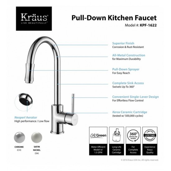 Kraus KHU100-30-1630-42 30" Single Bowl Undermount Stainless Steel Kitchen Sink with Nola Pull Down Kitchen Faucet and Soap Dispenser