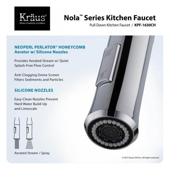 Kraus KHU100-30-1630-42 30" Single Bowl Undermount Stainless Steel Kitchen Sink with Nola Pull Down Kitchen Faucet and Soap Dispenser
