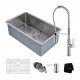 Kraus KHU100-30-1650-41 30" Single Bowl Undermount Stainless Steel Kitchen Sink with Pull-Down Kitchen Faucet and Soap Dispenser