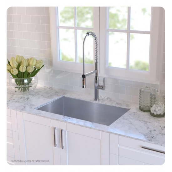 Kraus KHU100-30-KPF2230-KSD30 30" Single Bowl Undermount Stainless Steel Kitchen Sink with Kitchen Faucet and Soap Dispenser